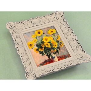 Bouquet of Sunflowers Claude Monet - Mini Antique Canvas Painting Framed Artwork